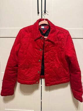 VNTG Y2K Tommy Hilfiger Bold Red Quilted Puffer Jacket - Women's